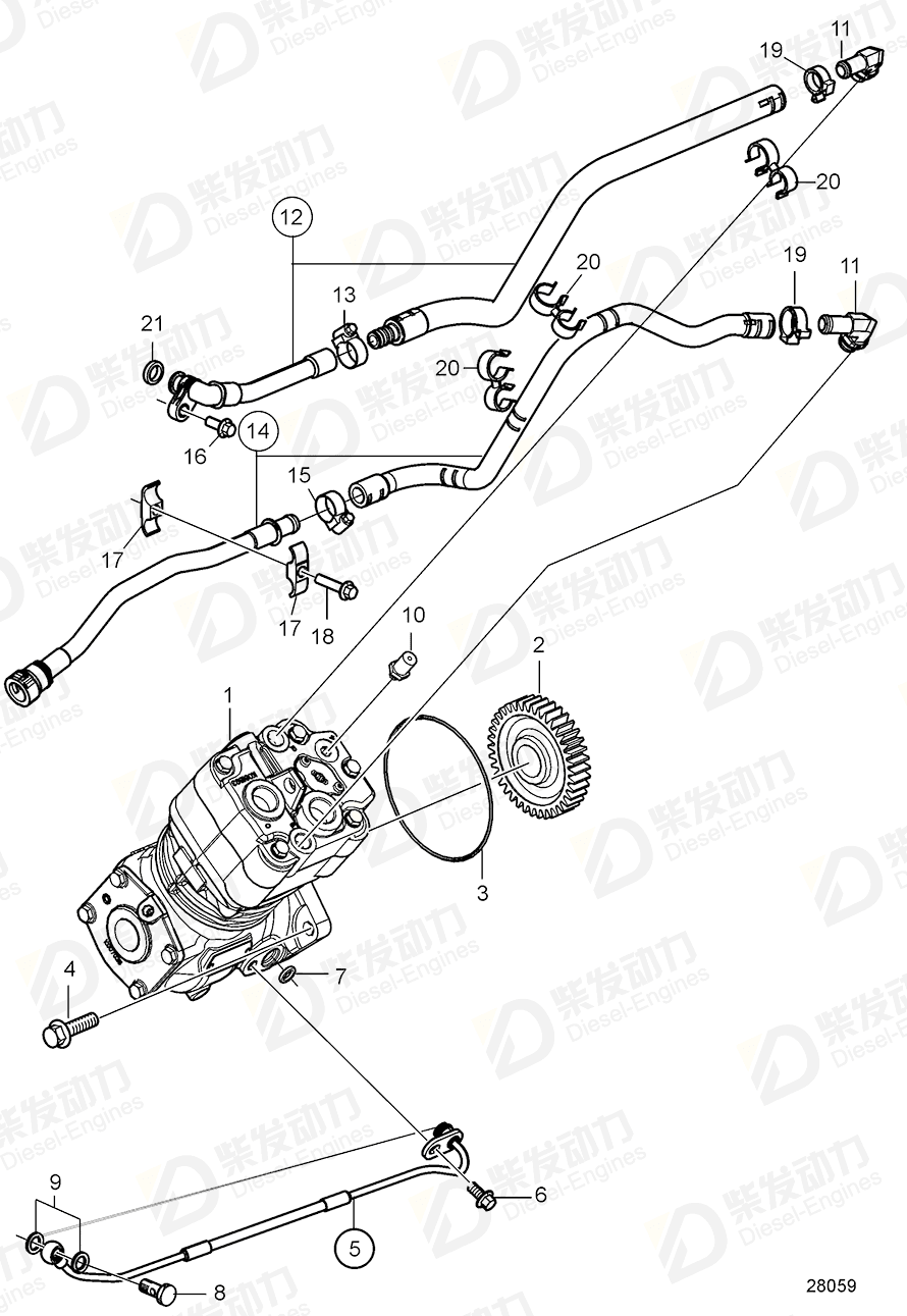 volvo penta Air compressor 21931626 Drawing volvo penta Air compressor 21931626 Drawing